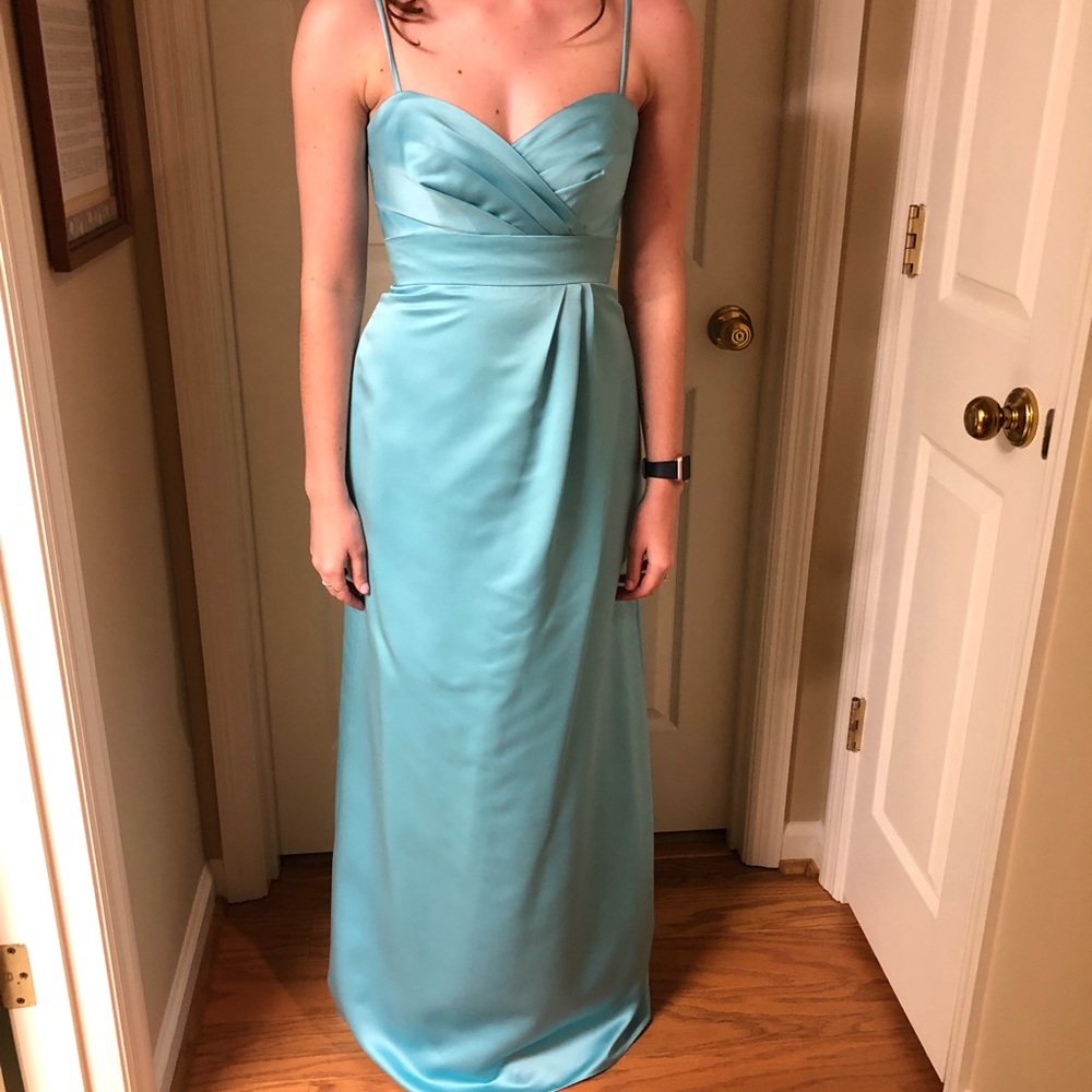 Pool blue bridesmaids dress